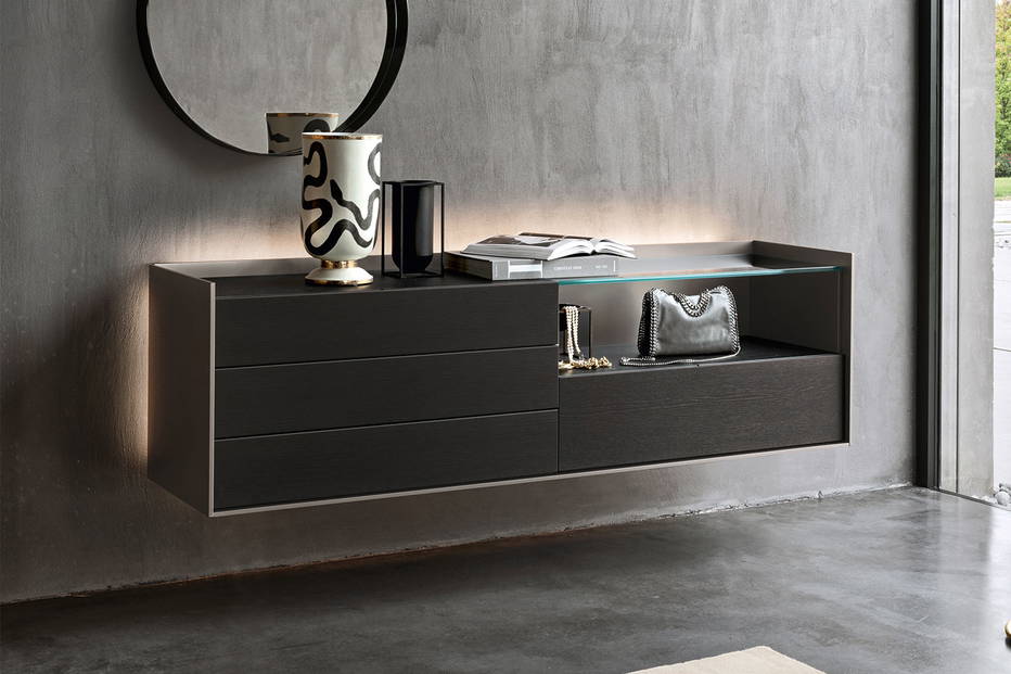 Cabaret glass wall-mounted dresser by San Giacomo