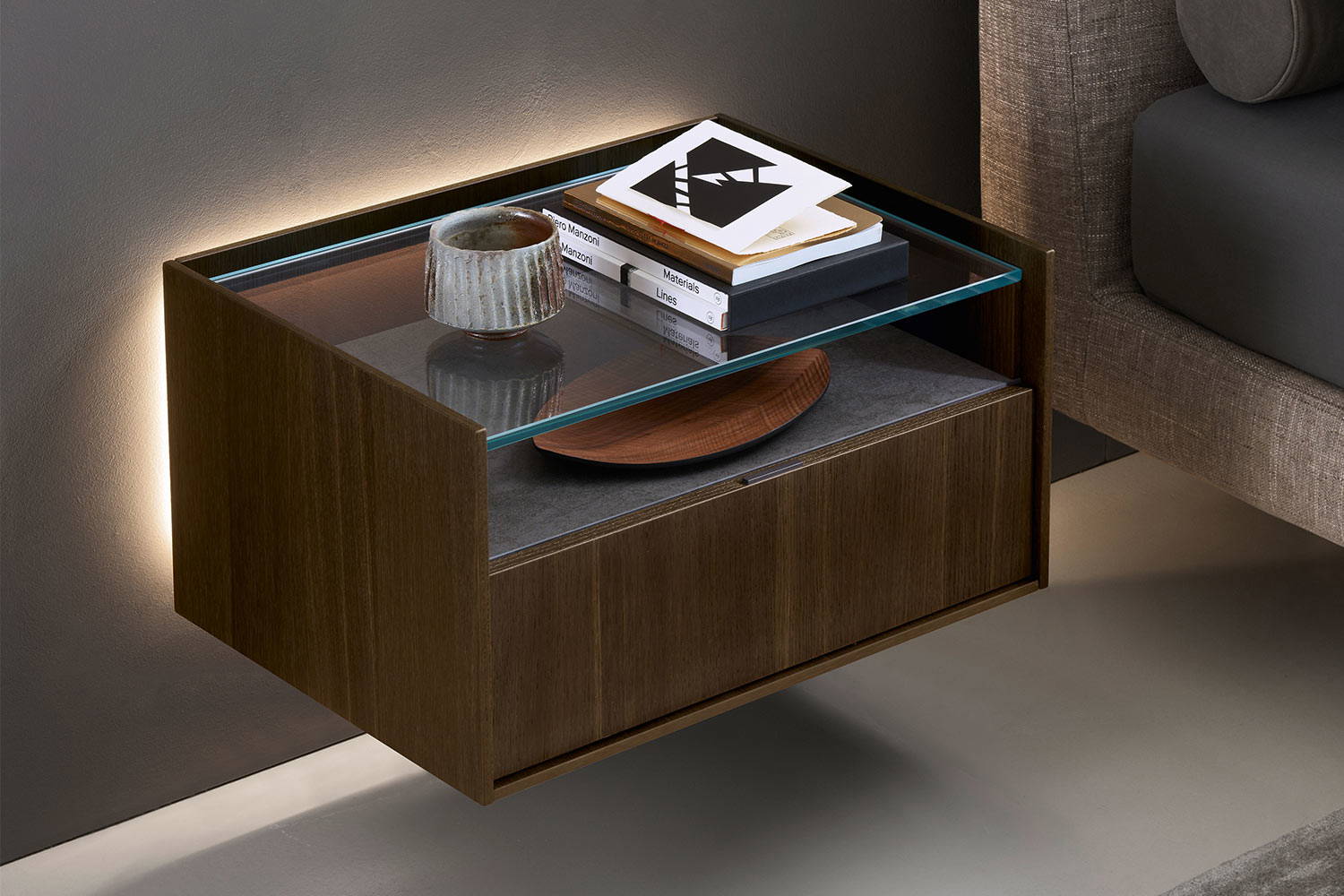 Cabaret Glass Wall-Mounted Nightstand
