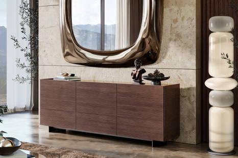 Cannè Sideboard with Vialattea Floor Lamp and Helios Mirror