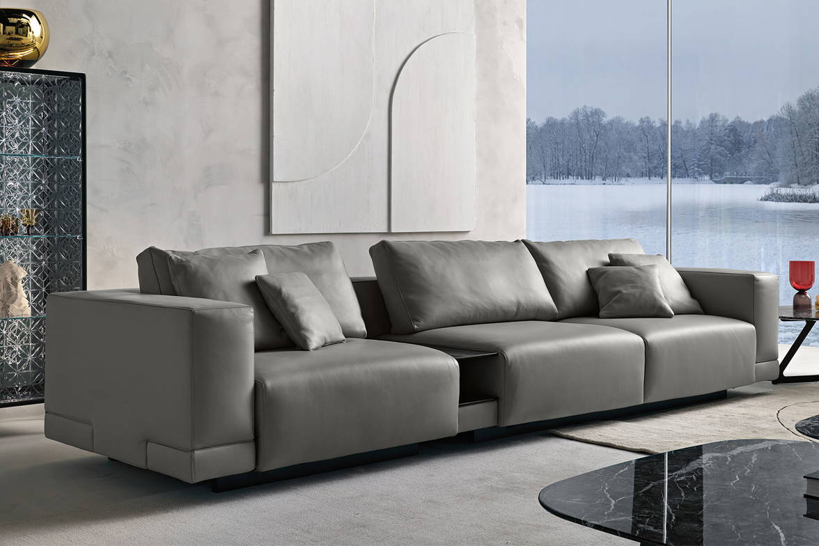 Carrara Sectional Sofa with Tray in living room Carrara Sectional Sofa with Tray in living room