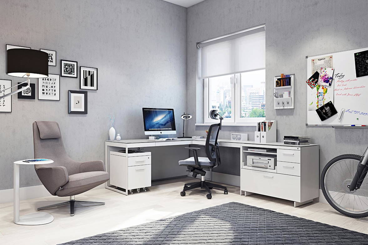 Centro executive office suite by BDI front view Centro executive office suite by BDI front view