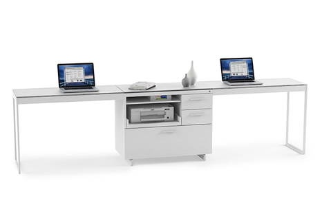 Centro office shared workstation with grey glass top
