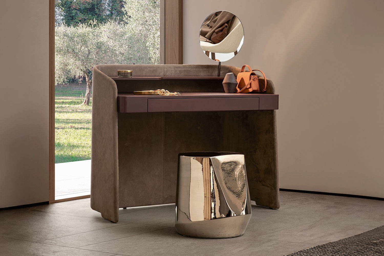 Chloe vanity desk with mirror by Pianca
