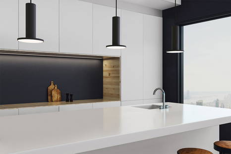 Three Cielo Plus pendants in a matte black finish.