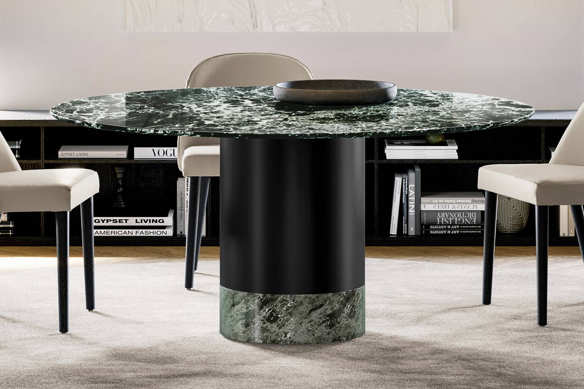 Cilindro marble dining table designed by Ollen Pal for eforma Cilindro marble dining table designed by Ollen Pal for eforma