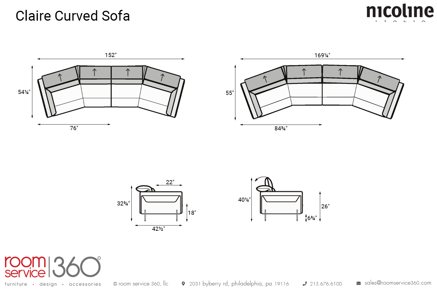【美品】Diagram GRACE CONTINENTAL 24SS 36サイズ Claire Curved Sofa by Nicoline Italia | room service 360°