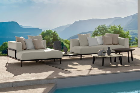 Cleo Wood Chaise Sectional with Table