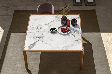 Cleo wood dining table aerial view
