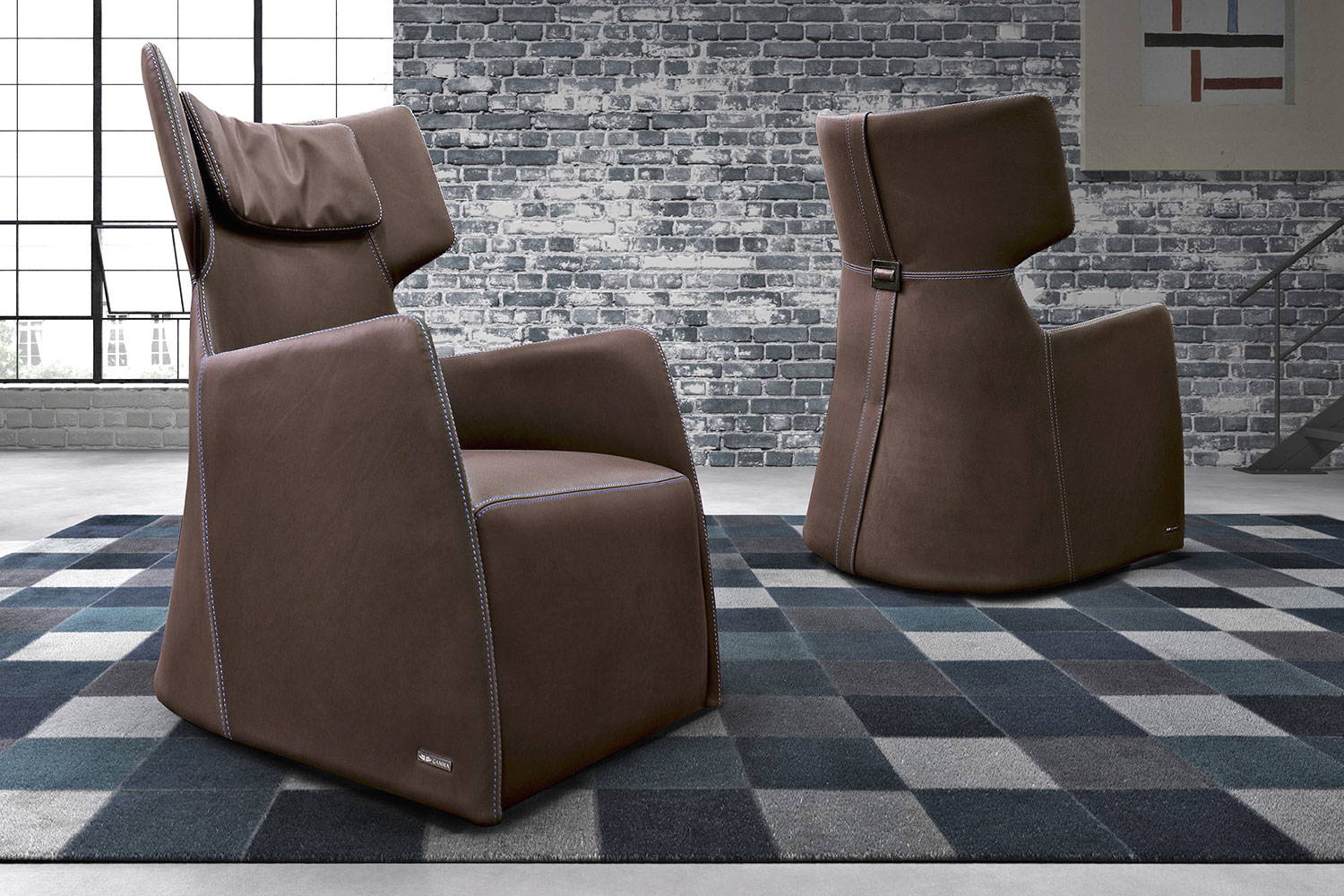 Club armchairs by Gamma front and back view