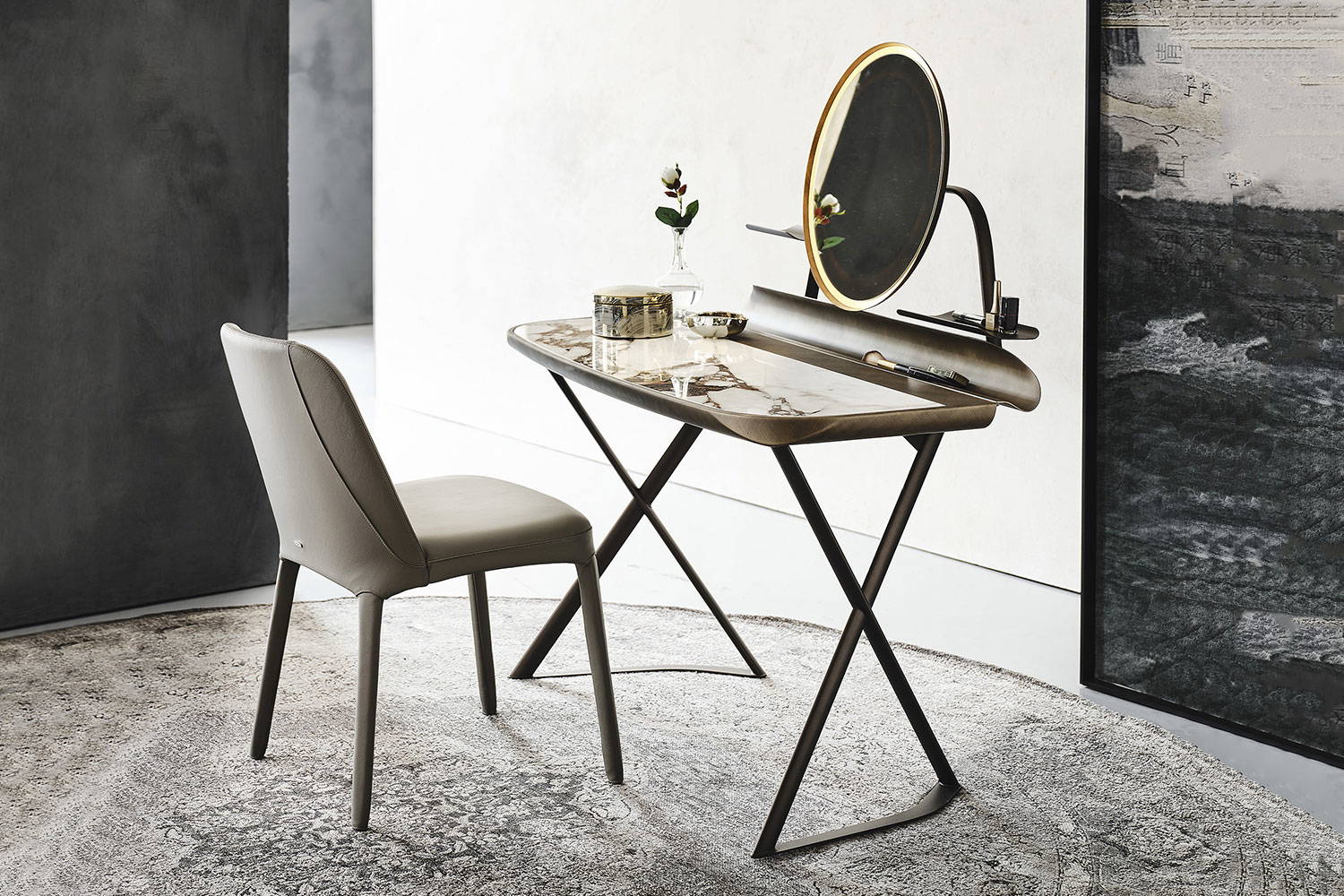 Cocoon Trousse Keramik desk with Wilma dining chair by Cattelan Italia