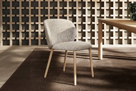 The Colombina dining chair side version with finewood legs.