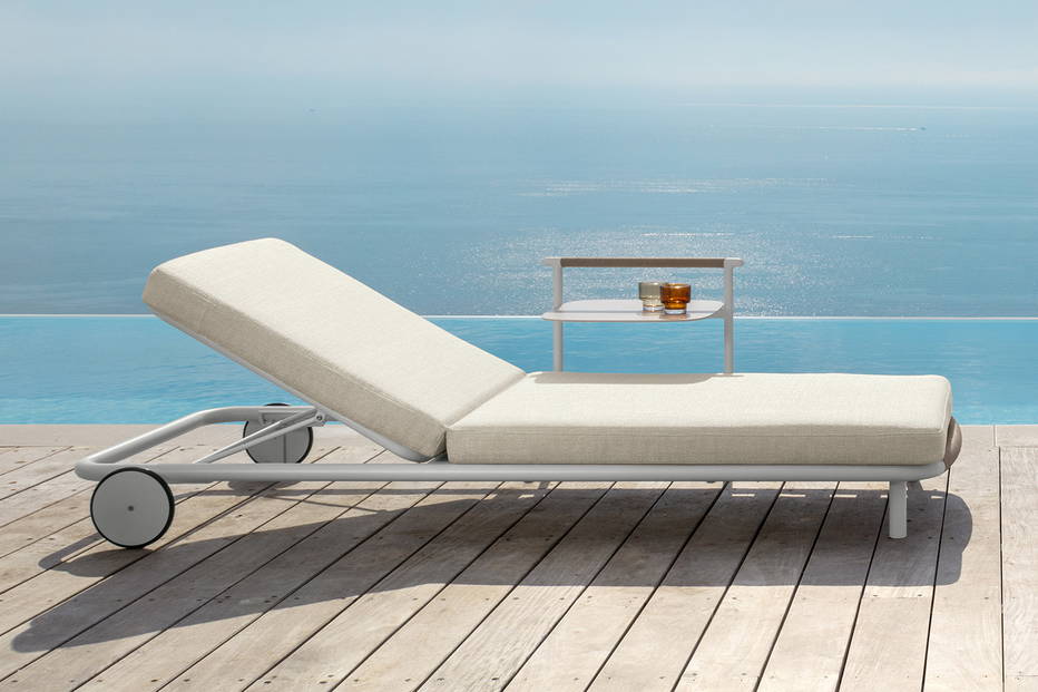 Coral chaise lounge is perfect for your poolside setting