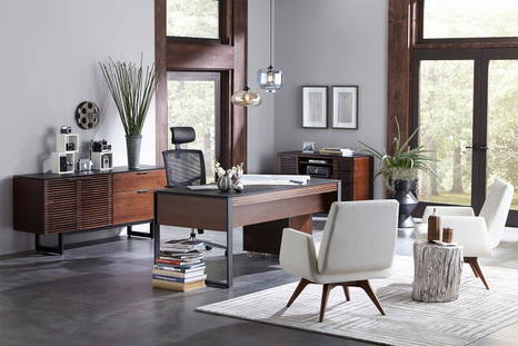 Corridor executive office suite by BDI in chocolate stained walnut 