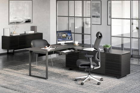 Corridor L  Desk exclusive office suite by BDI in stained charcoal ash