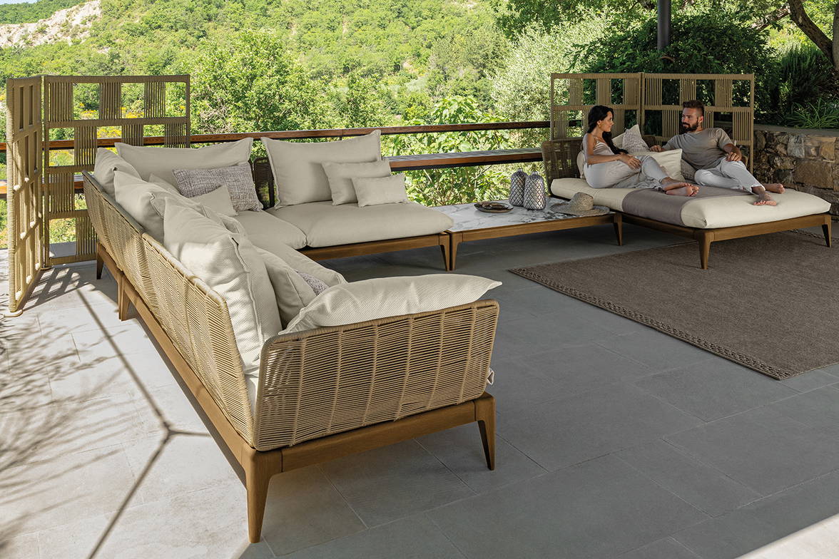 Cruise Teak J-Shape Sectional Sofa by Talenti Cruise Teak J-Shape Sectional Sofa by Talenti