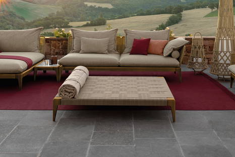 Cruise Teak pouf designed by Ludovica and Roberto Palomba