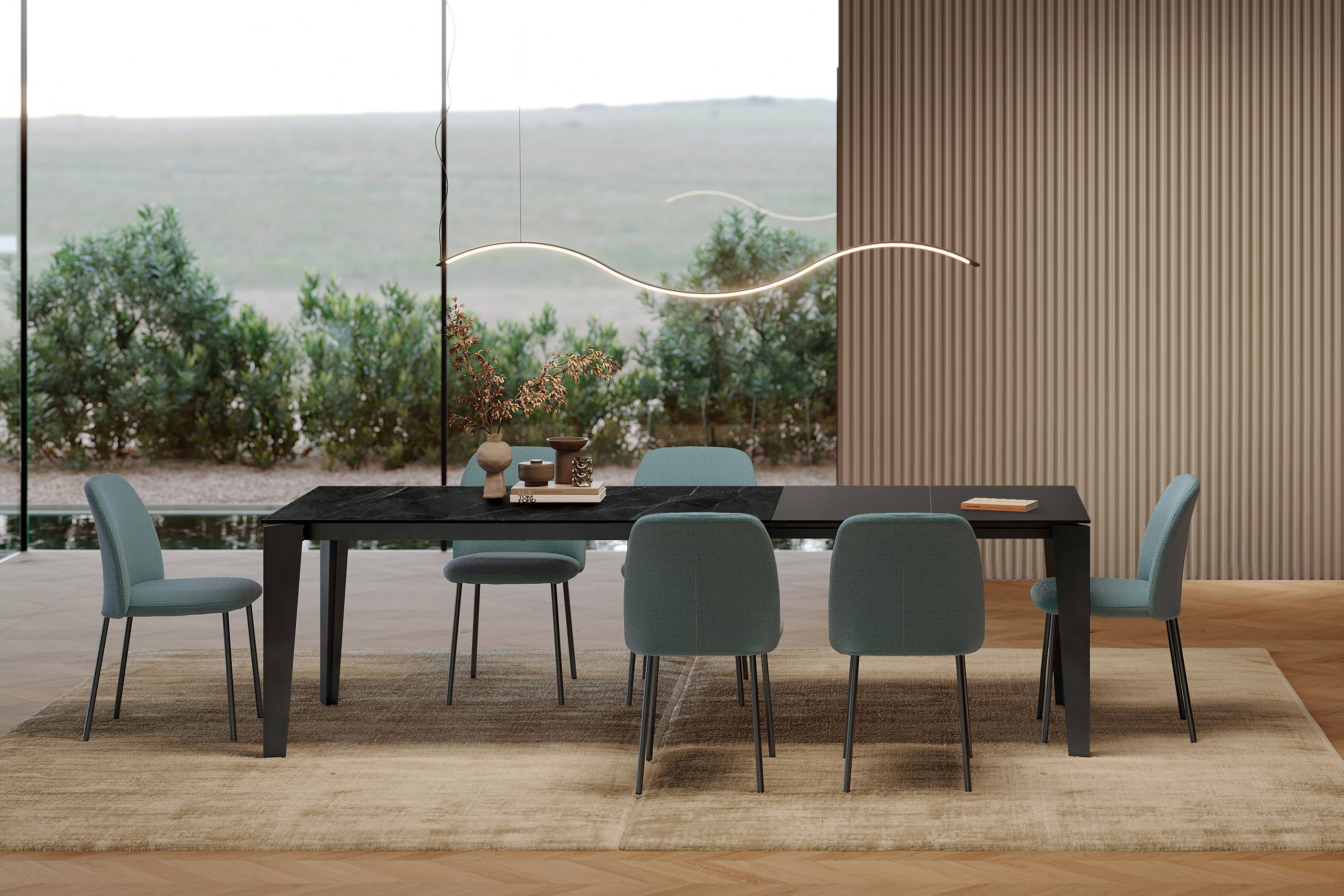 Cruz extension dining table designed by Daniele Molteni