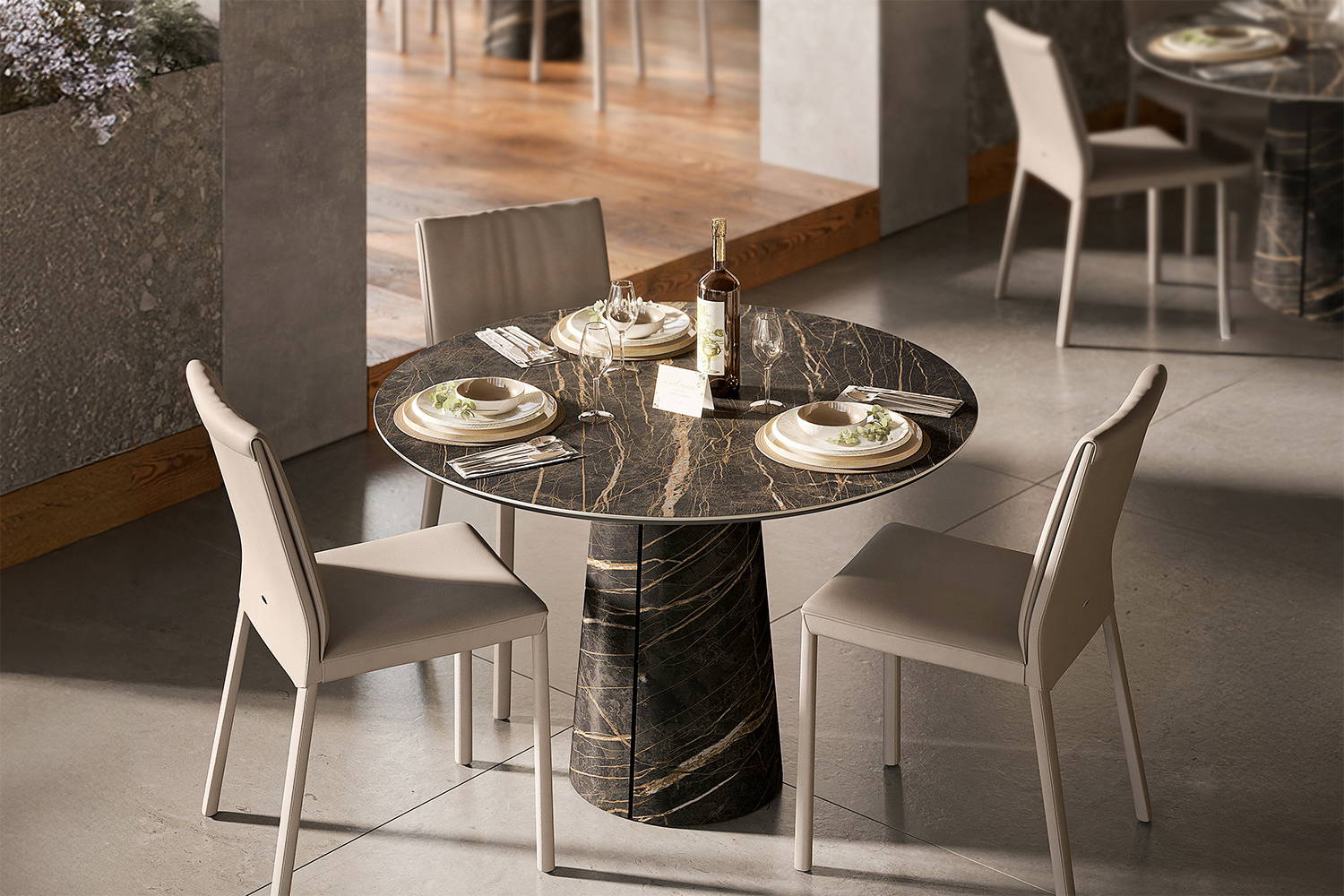 Cuba Keramik Bistro Table in matte portoro.