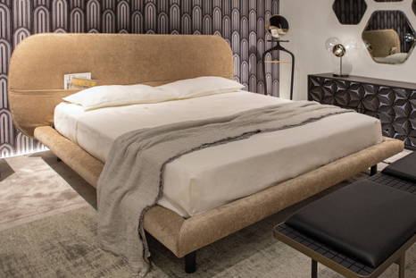Dan Bed with Atomo Table Lamp and Callisto Coat Rack