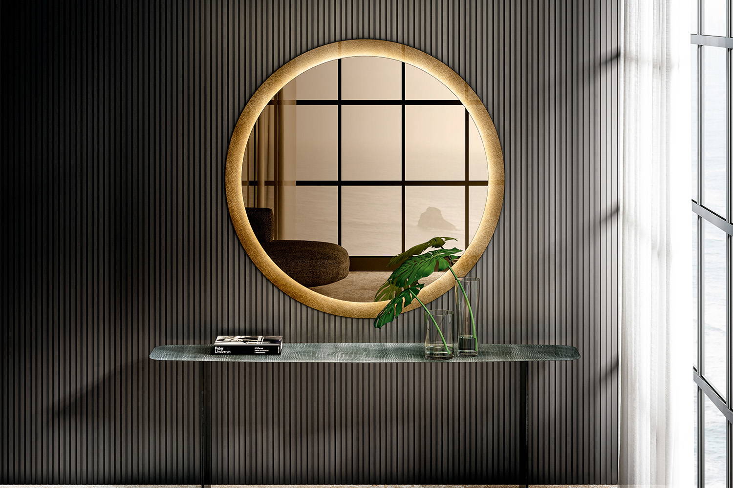 The Deba console table with the Kibi mirror.