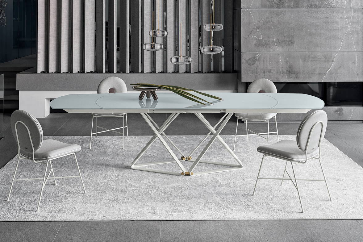 Delta barrel extension dining table designed by Bernhardt & Vella Delta barrel extension dining table designed by Bernhardt & Vella