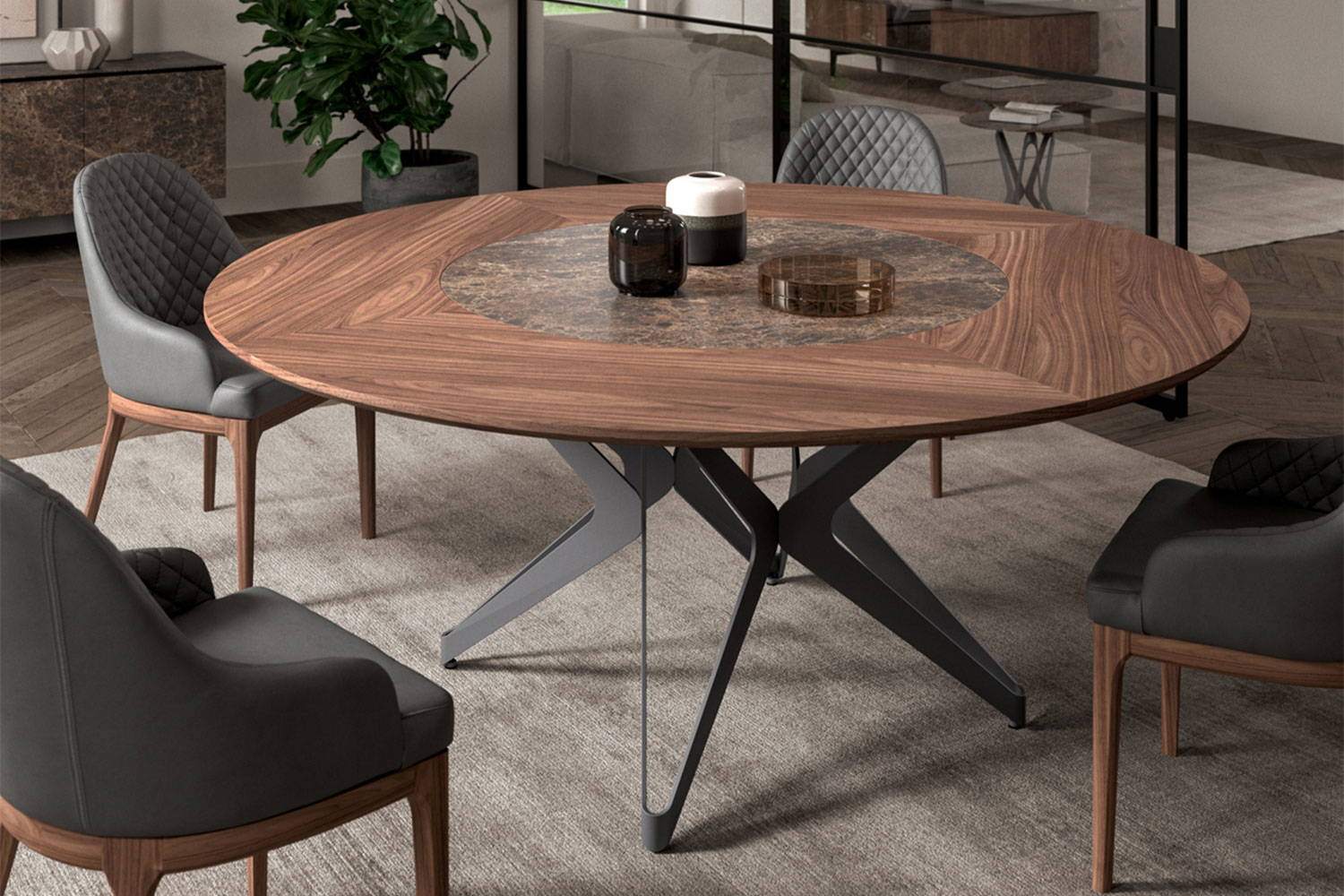 DNA dining table with Thelma Armchairs