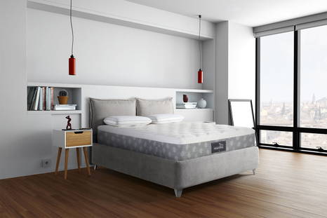 The Dolce Vita Dual 14 Mattress in a bedroom.