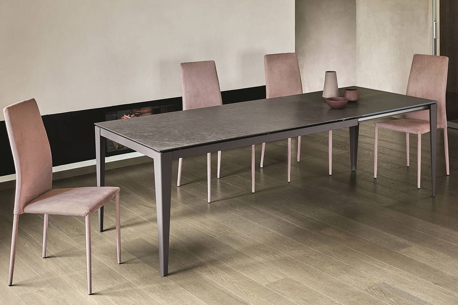 Dom extension dining table with Renee dining chairs