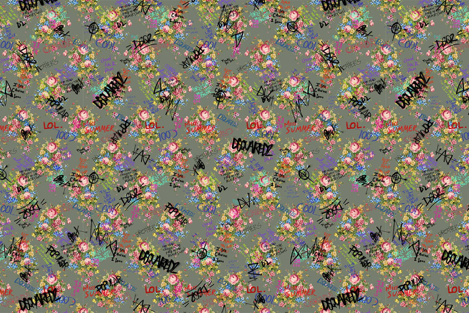Vandalized Granny&#039;s Flowers DSQ2W04 Wallpaper