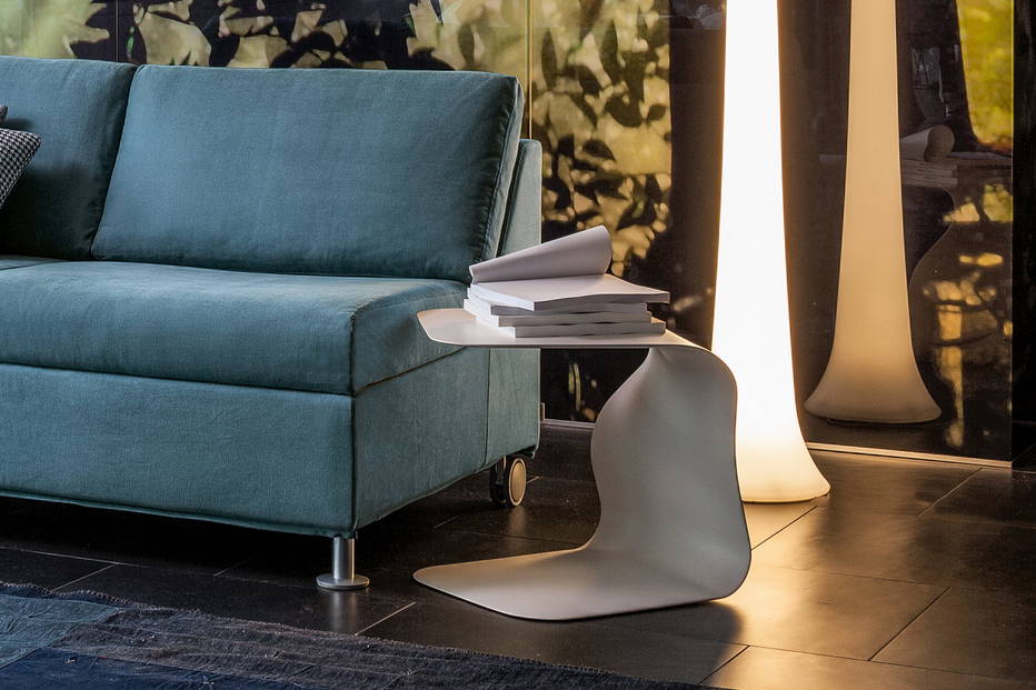 Duffy end table by Bonaldo in a living room setting