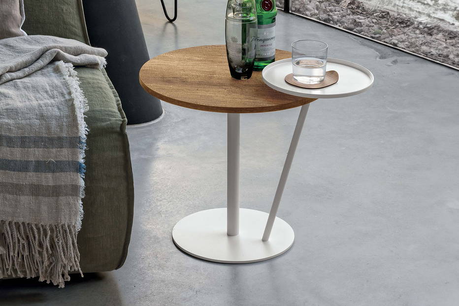 Eclisse end table with laminate top and white base