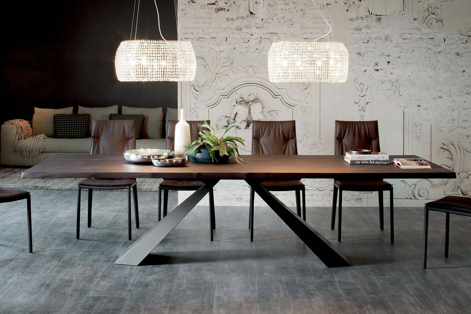 Eliot wood dining table with Isabel dining chairs