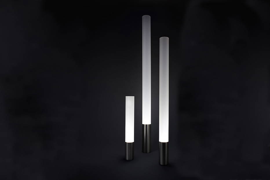 Elise floor lamps in a dark environment