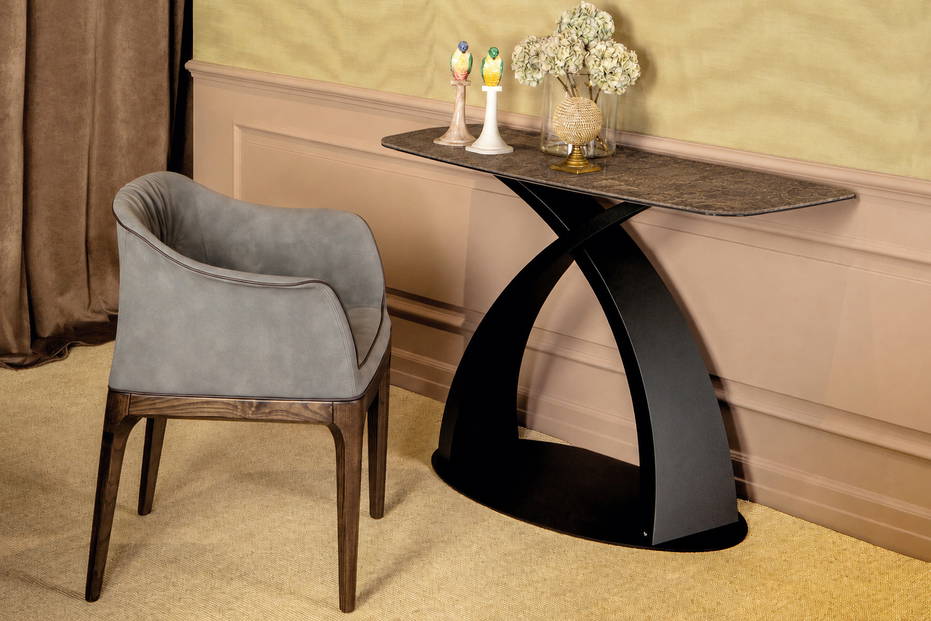 Elisseo Console Table with Emperador porcelain top