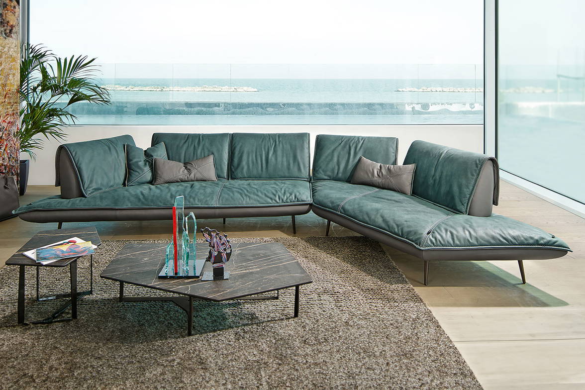Escape angled sectional sofa with Escape coffee table Escape angled sectional sofa with Escape coffee table