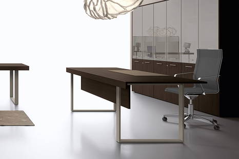 Essence office desk by Uffix with Essence bookshelves