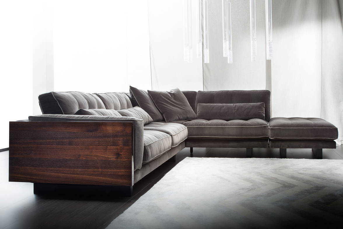 Feel Good Sectional Sofa is available with wood accents in various matte and high gloss finishes Feel Good Sectional Sofa is available with wood accents in various matte and high gloss finishes