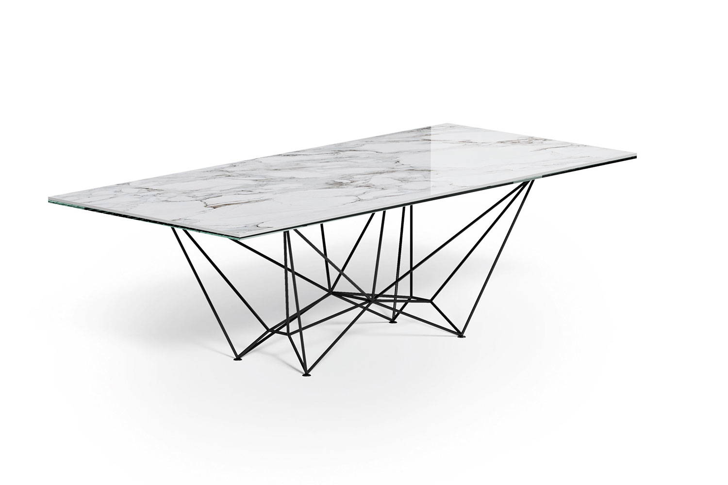 Fil8 dining table in Calacatta Ceramic finish