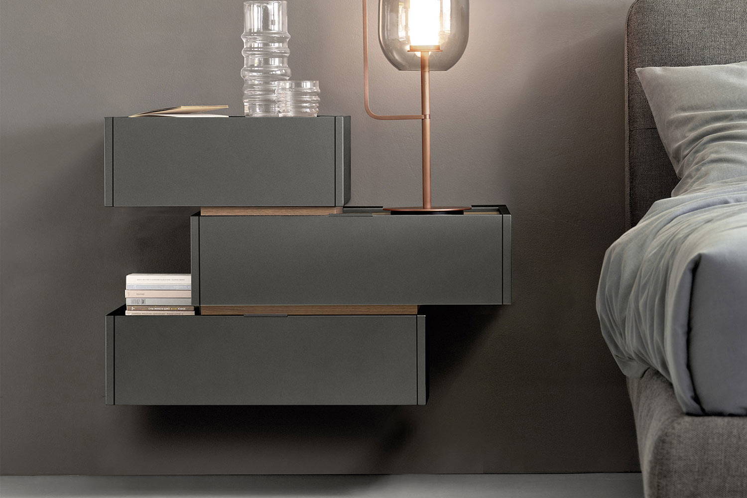 Filo wall-mounted nightstand by San Giacomo