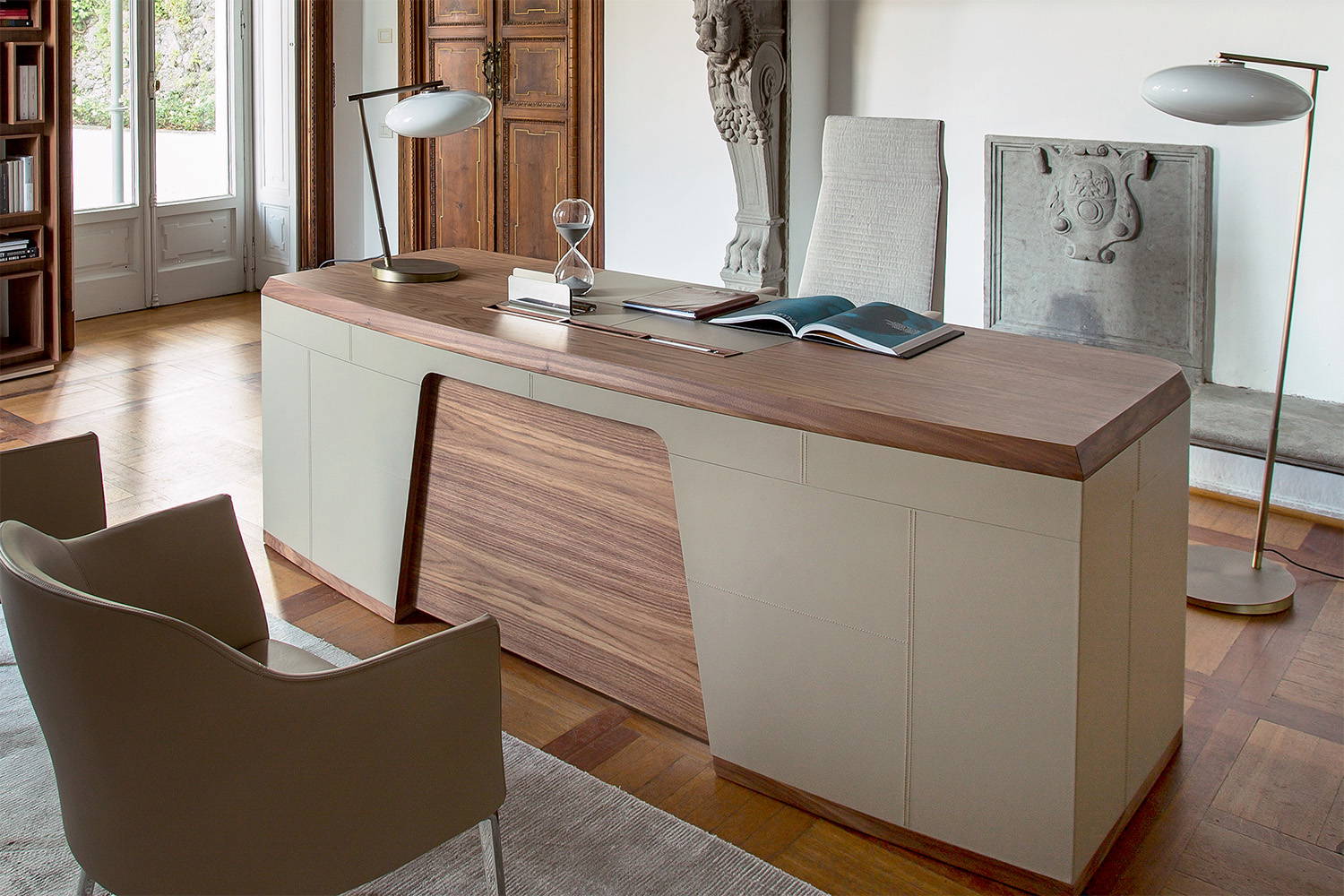 Flavio office desk with Grace armchair by Porada