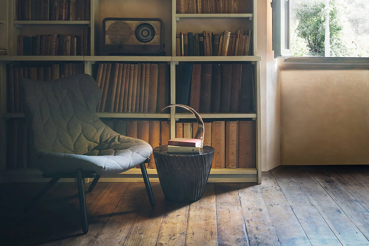 Foliage Fire-Resistant Lounge Chair in reading corner setting Foliage Fire-Resistant Lounge Chair in reading corner setting