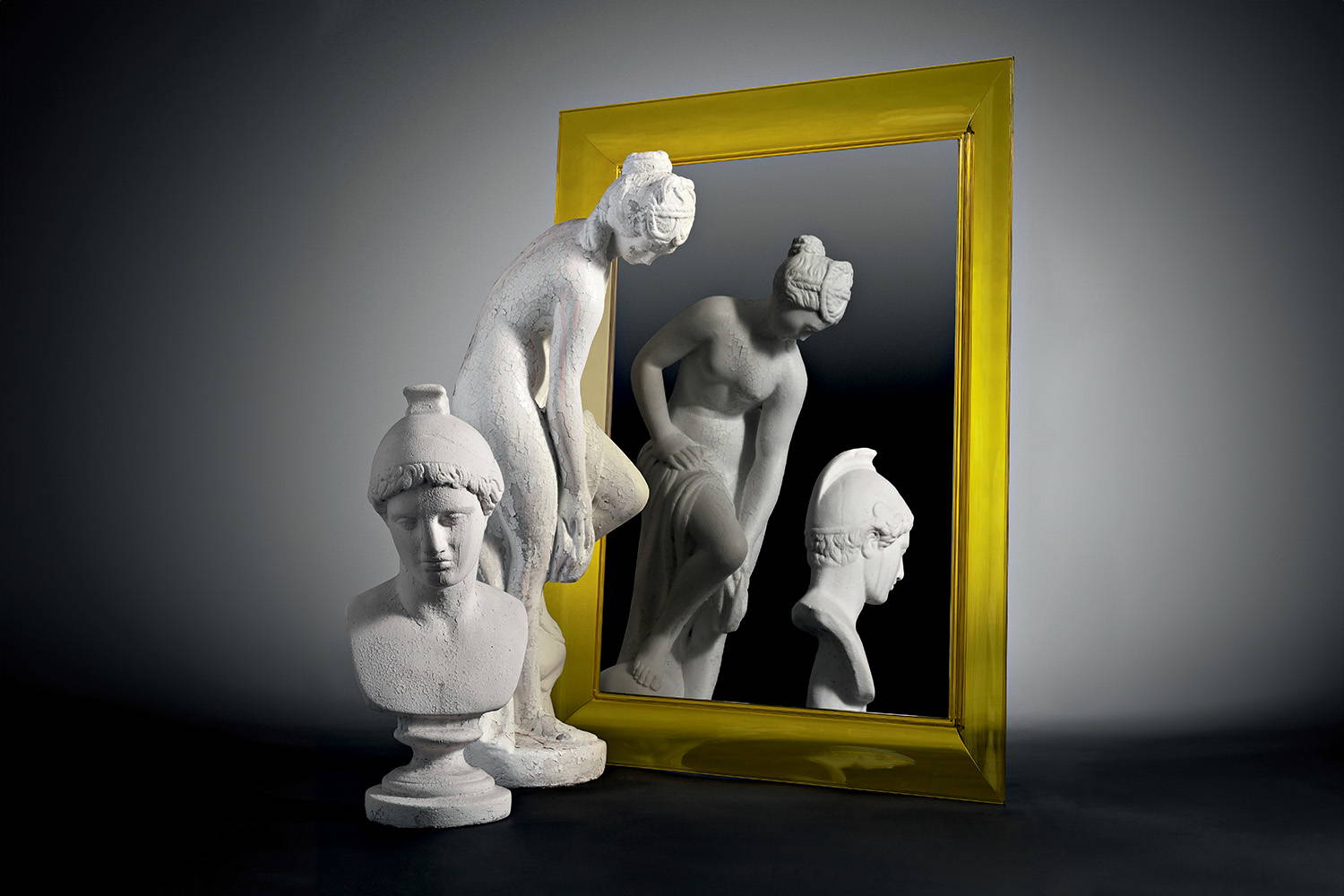 Francois Ghost Mirror in gold finish and reflection