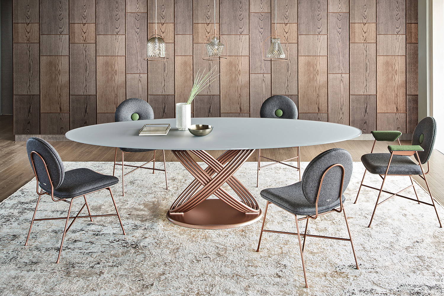 Fusion oval dining table designed by Pocci & Dondoli for Bontempi Casa