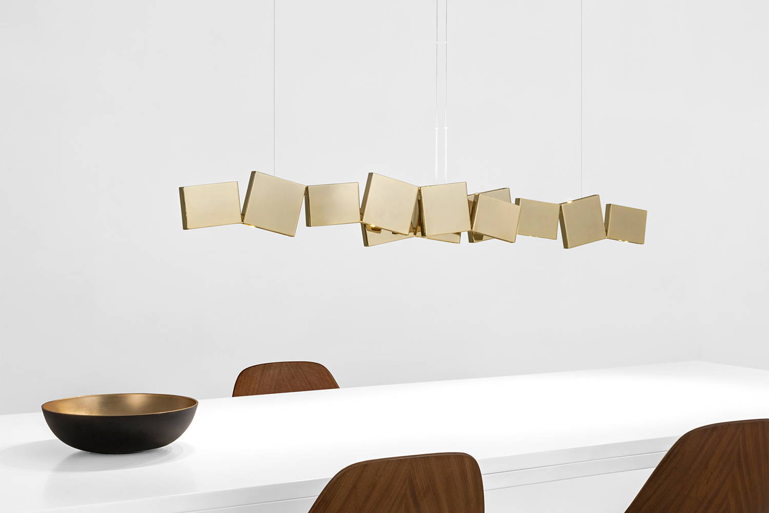 Gaia Linear Suspension light by Terzani in gold