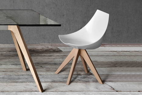 Gamma dining chair with wooden base by Pianca