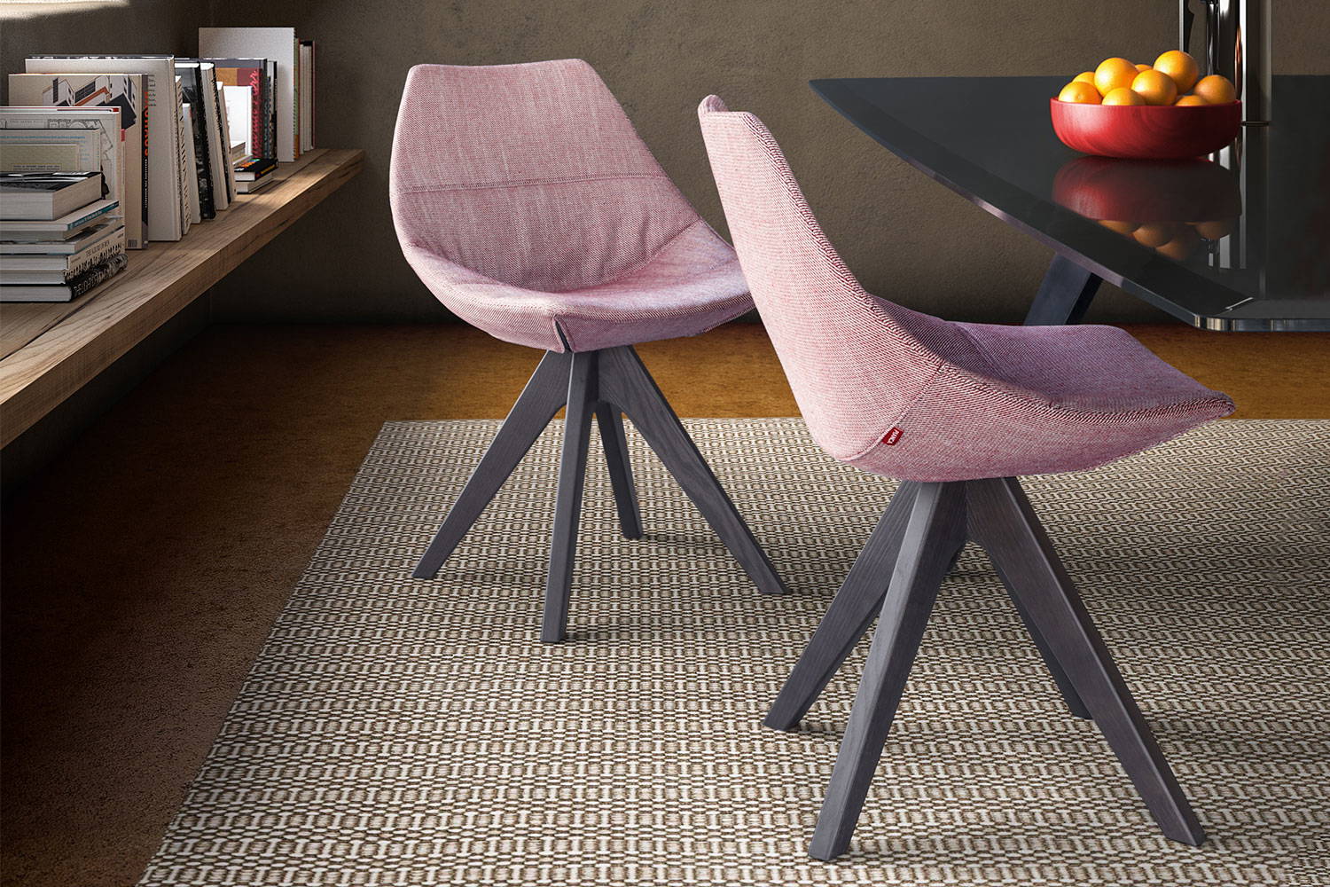 Gamma Upholstered Dining Chair with Wooden Base
