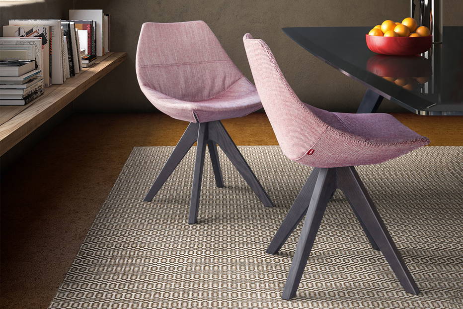 Gamma upholstered dining chairs with wooden base by Pianca
