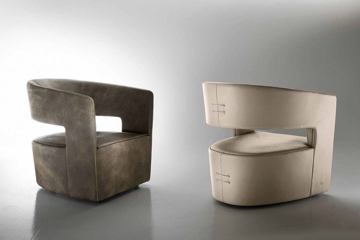 Gem armchairs side and rear view