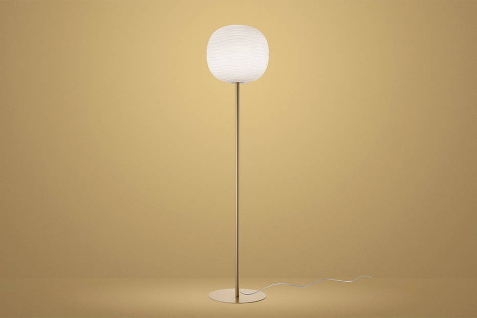 Gem floor lamp by Foscarini turned on 