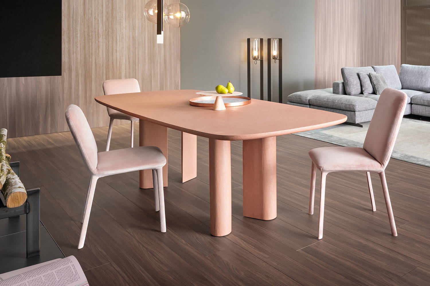 Geometric clay dining table by Bonaldo